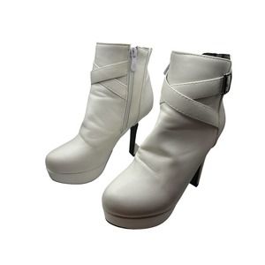 White Platform Punk Goth Rock High Heels Ankle Boots Size 38.